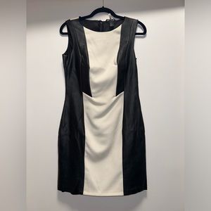 H&M Black & White Faux Leather Paneled Dress